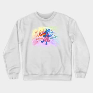 Dancing cute blue rainbow unicorn Crewneck Sweatshirt